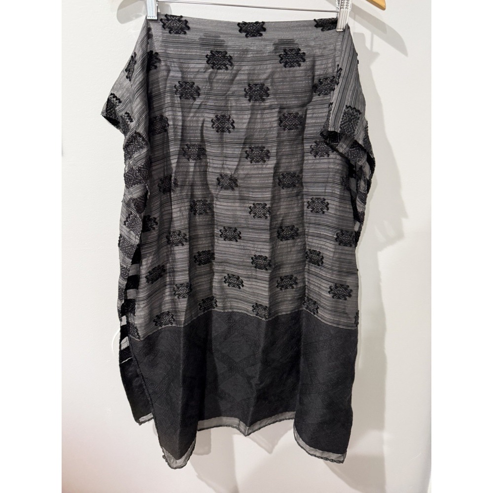 ETRO Wool Silk Scarf‎ Black & Gray Ornamental Elegant Italy 66x27"  M